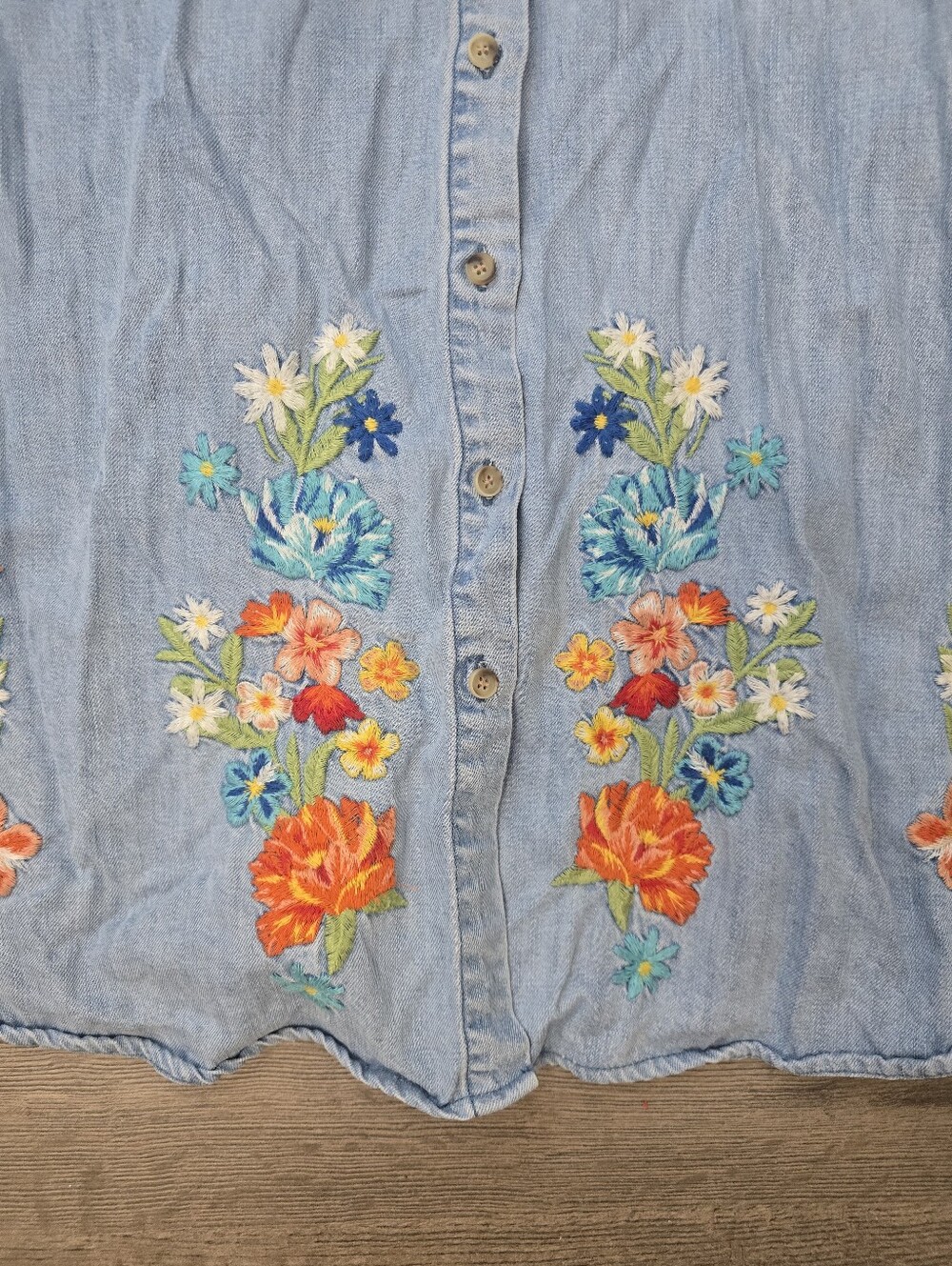 Driftwood Scottie Tencel Embroidered Shirtdress Size XL boho Loose Fit - Picture 6 of 11